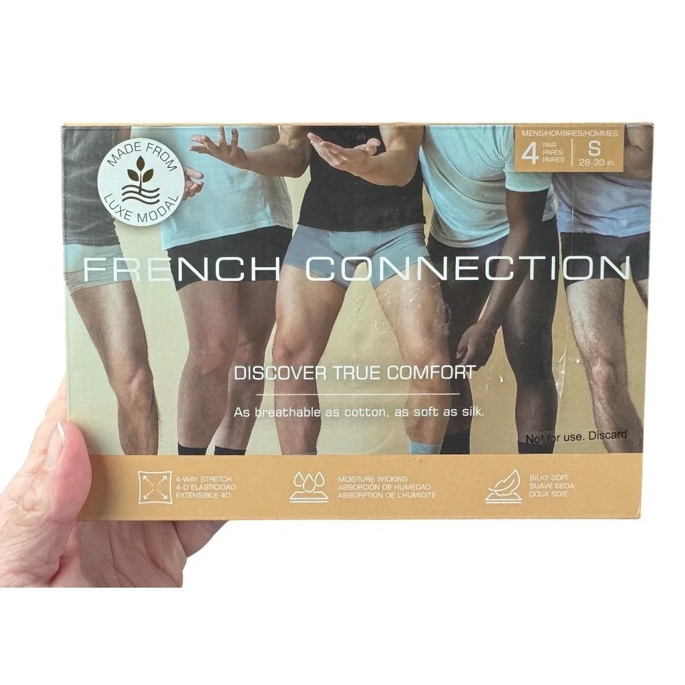 French Connection Boxer‎ Brief Men S Black Grey New 4-Pack Luxe Modal Stretch